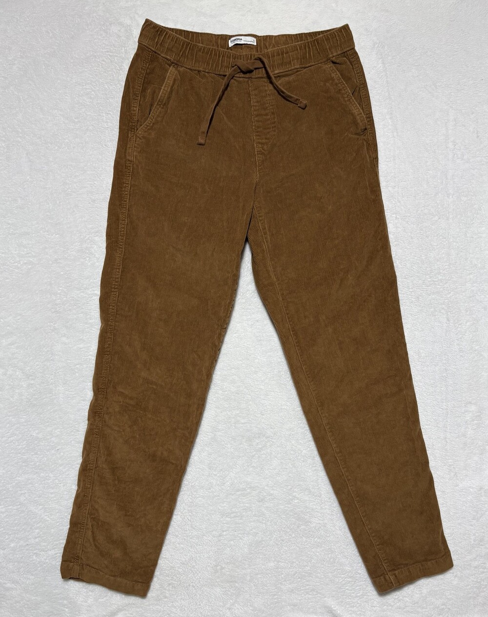 Sonoma Pants Mens Small Brown Corduroy Jogger Drawstring Casual Stretch Pockets